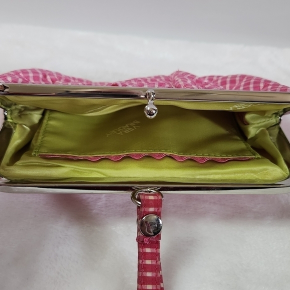 Vera Bradley Limited Edition Pink White Gingham Silk Collection Clutch Wristlet - Picture 7 of 14